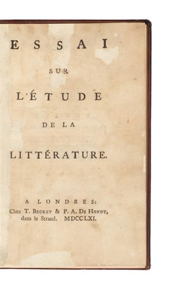 GIBBON, EDWARD. Essai sur lÉtude de la Littérature.  1761